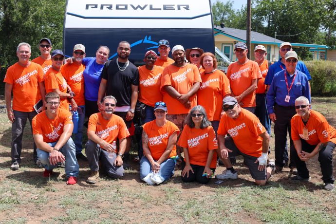 A group of volunteers, along with Samaritan's Purse staff and Billy Graham Rapid Response team chaplains, joined Brittany and Leverne at the joyous occasion. 