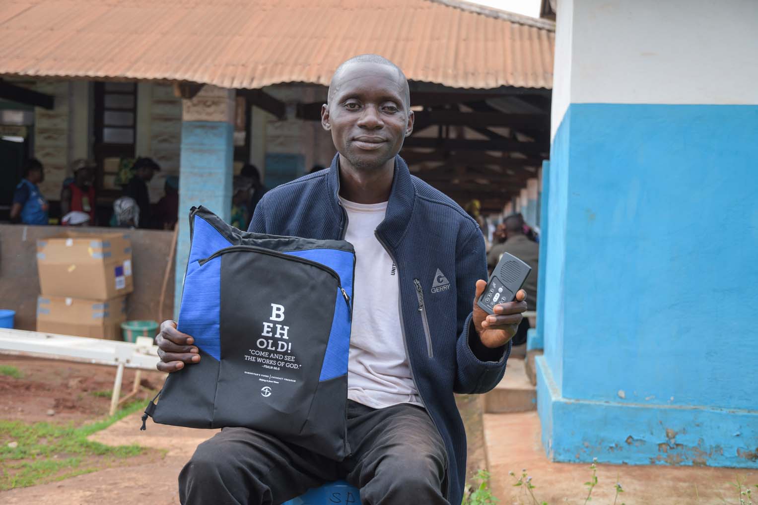 Following his procedure, we provided Ninahilo with several gifts, including an audio Bible device containing God's Word in his language.