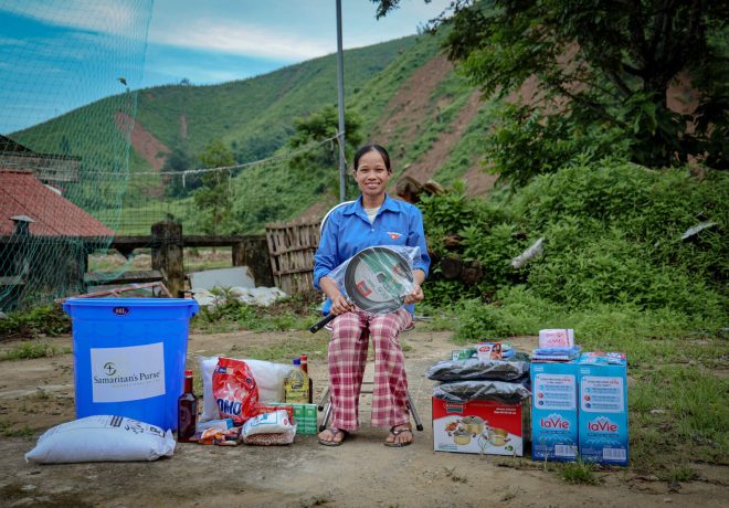 Tam is grateful for the abundance of supplies she received from Samaritan's Purse.