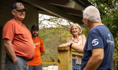 Avery family talks with Samaritan's Purse staff members