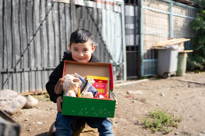 Augustin with his shoebox gift