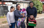 Chilean family with son's Operation Christmas Child shoebox