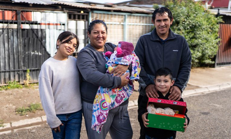 Chilean family with son's Operation Christmas Child shoebox