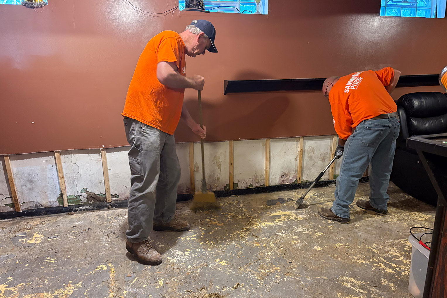 Volunteers have been serving in Wisconsin since August, helping homeowners by removing saturated possessions, cleaning out mud, and spraying Shockwave to prevent mold.