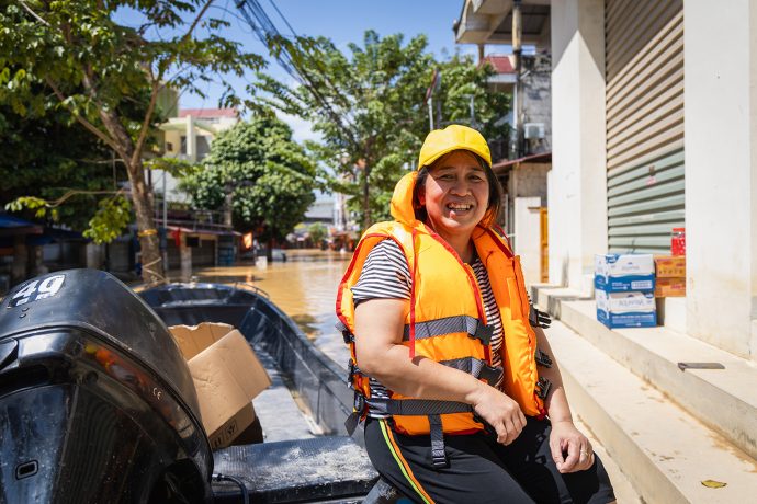 Lan used her boat to bring any supplies she could find to her grandmother and others in need after the storm. Now, after receiving Samaritan's Purse supplies, she can continue to take care of herself and her community as the floodwaters begin to recede.