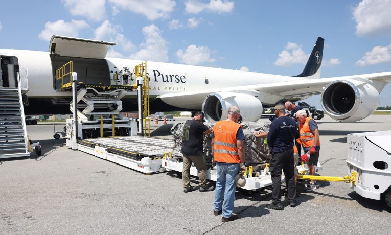 Praying for relief materials headed to Gaza.