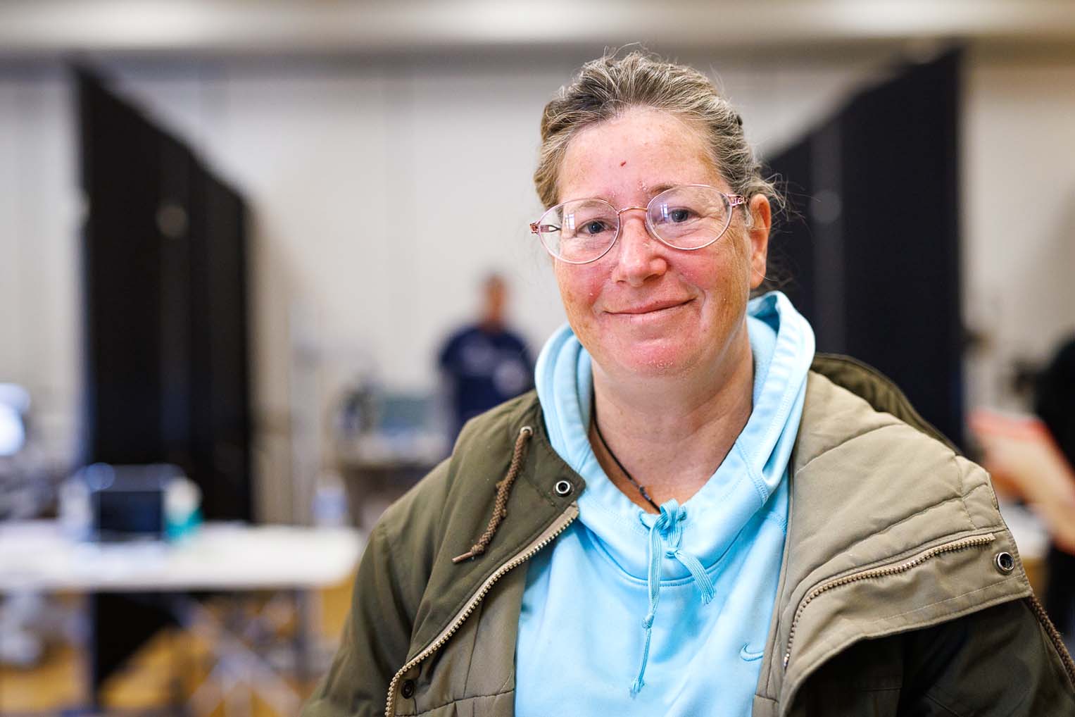 Jennifer Adams traveled two hours on foot to the outreach and received a long-awaited pair of new glasses.