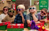 Children in sunglasses with OCC shoeboxes
