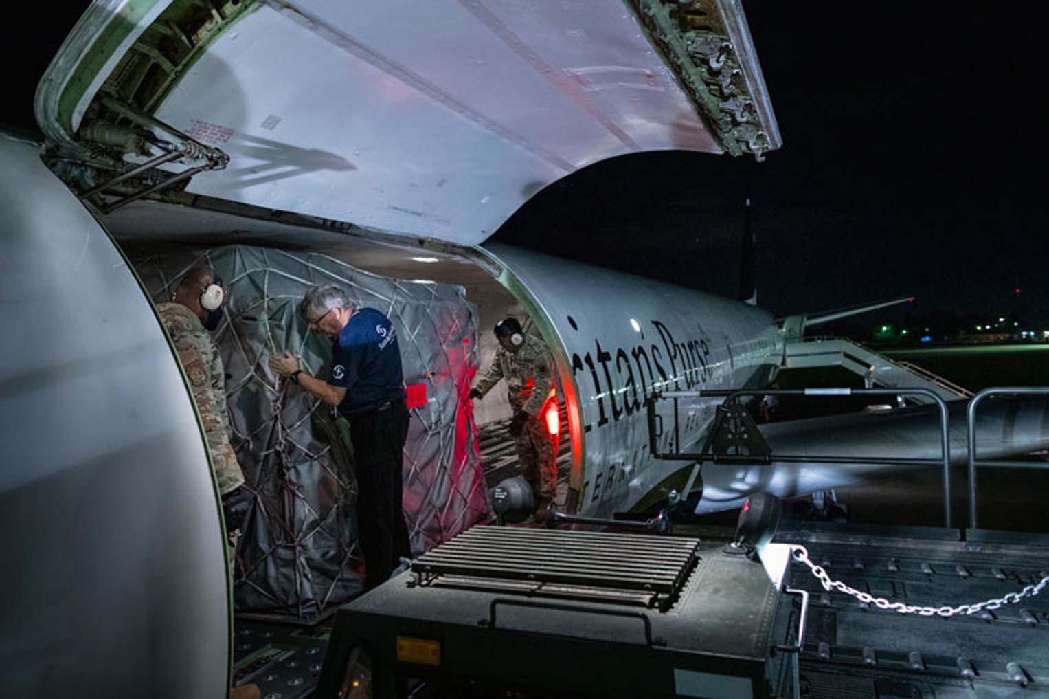 Night-time loading for an early departure.