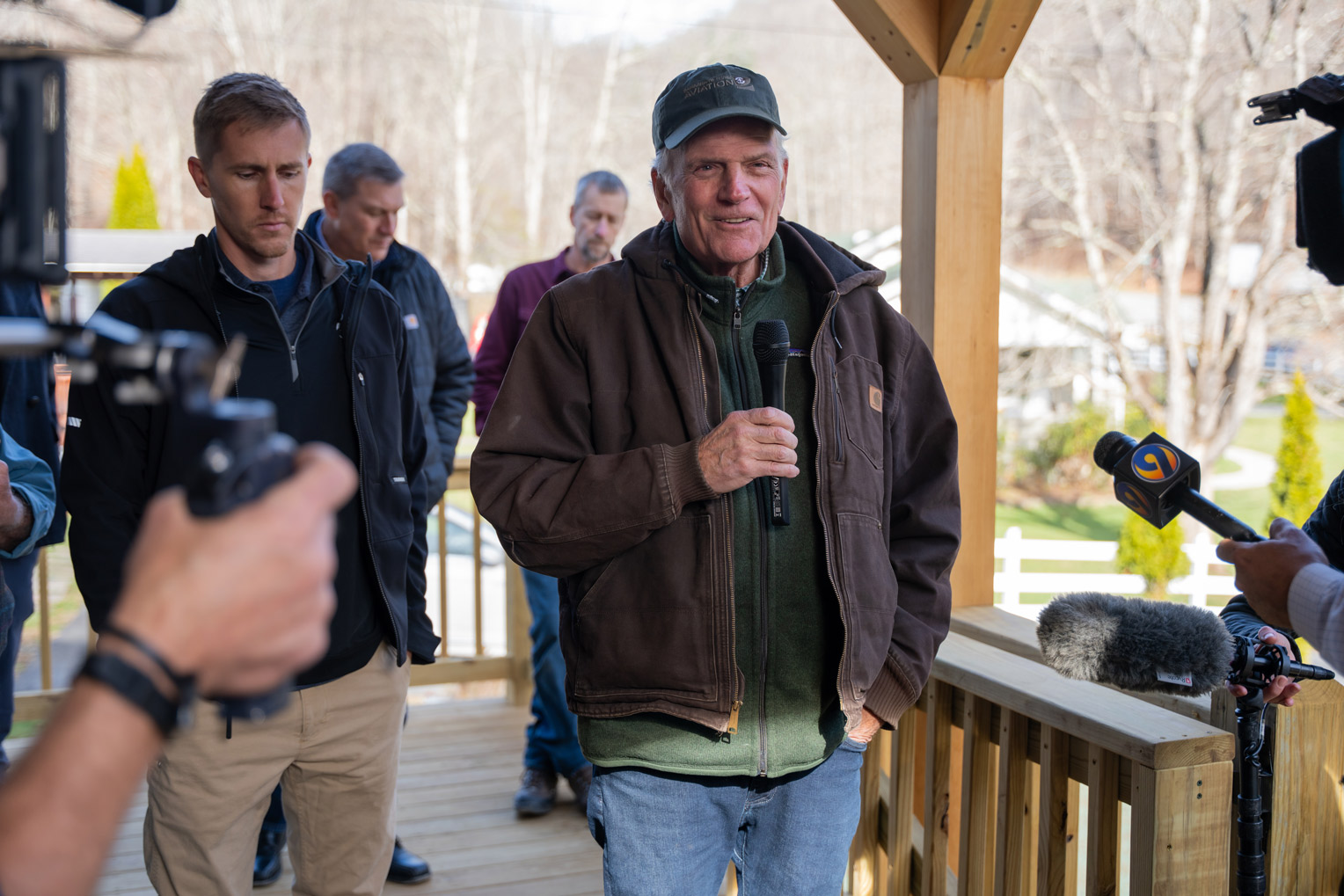 Samaritan’s Purse President Franklin Graham speaks during the Dec. 1 dedication of the Tatums’ new home.