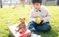 Boy in Chile with shoebox gift