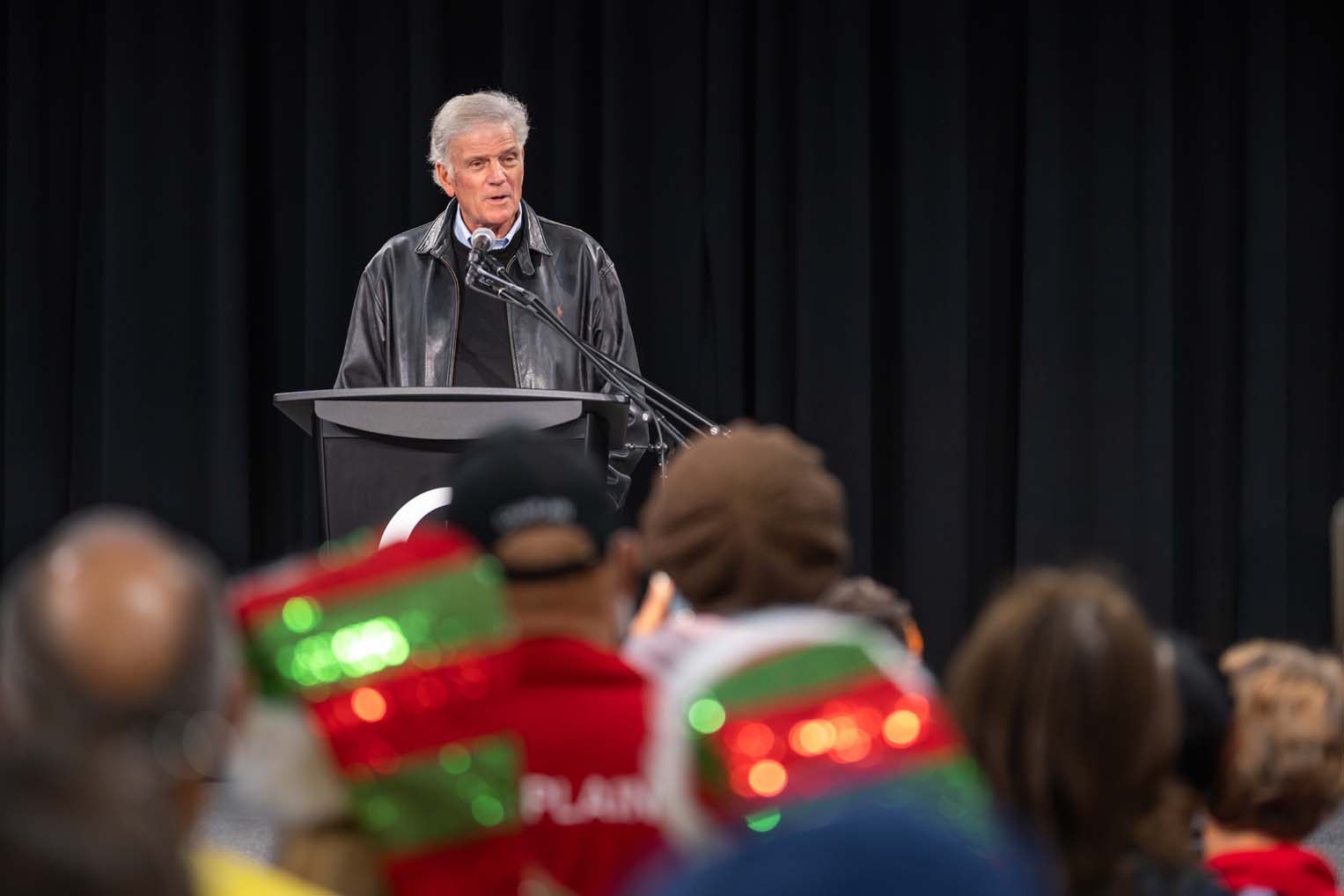 Samaritan's Purse President Franklin Graham encourages volunteers during the dedication of the Mid-Atlantic Ministry Center.