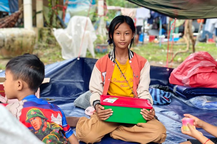 Sokleap is one of thousands of children displaced by violent conflict to receive a special Operation Christmas Child shoebox gift. Pray that each child would grow to know Jesus as their Savior.