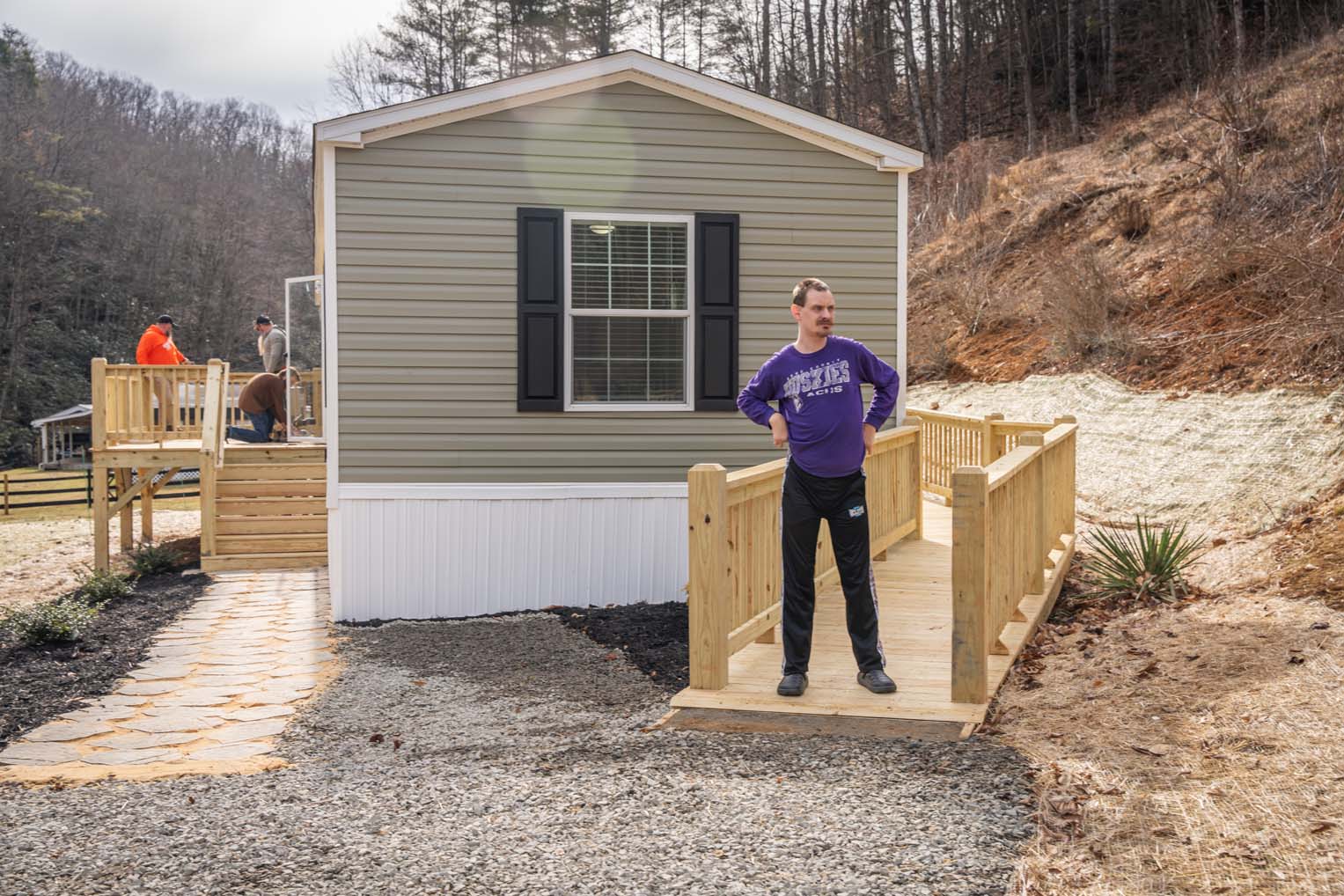 We installed a ramp to the house to give Gregory easier access.
