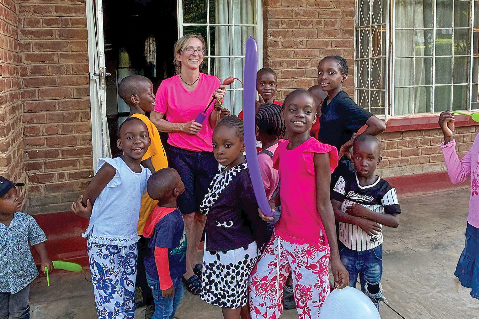 During her free time, Hopkins connected with young people in the area with fun and games.