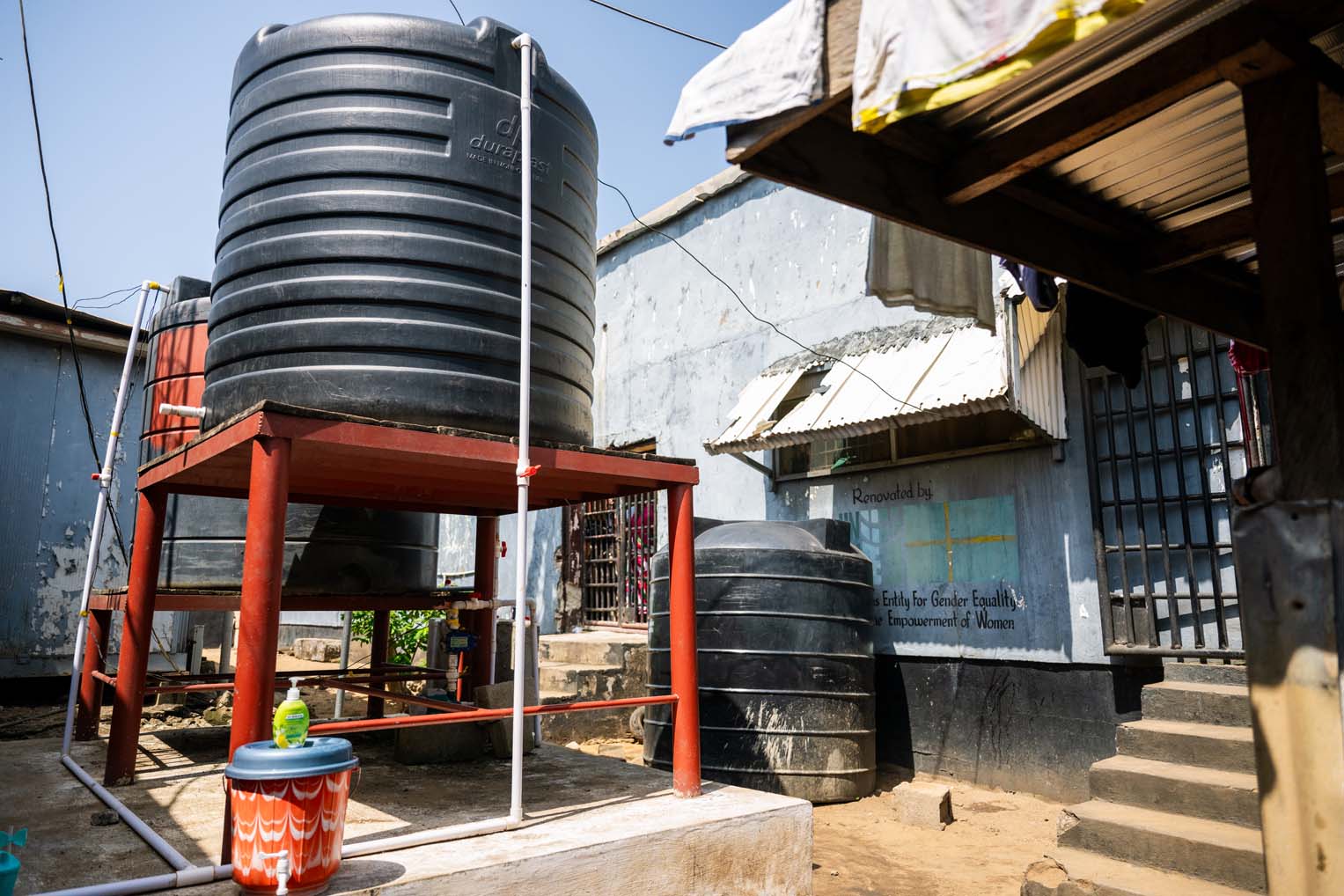 Part of the water system includes reservoirs where water is distributed and also stored in preparation for dry spells.