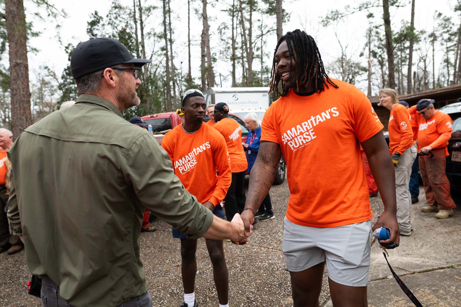 Graham met some of the University of Louisiana Monroe football team serving with us.
