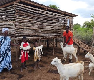 Martin family with goats