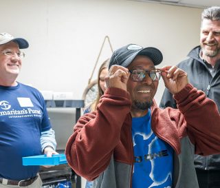 Marco is one of many patients who received care during a Samaritan’s Purse Community Medical Outreach in Burnsville, North Carolina, March 28-29. He received eye glasses and met with Samaritan's Purse COO Edward Graham.