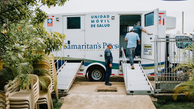 The Samaritan's Purse mobile medical unit arrived to Córdoba shortly after the floods receded. The roving clinic is stocked to treat immediate health needs wherever disaster strikes.