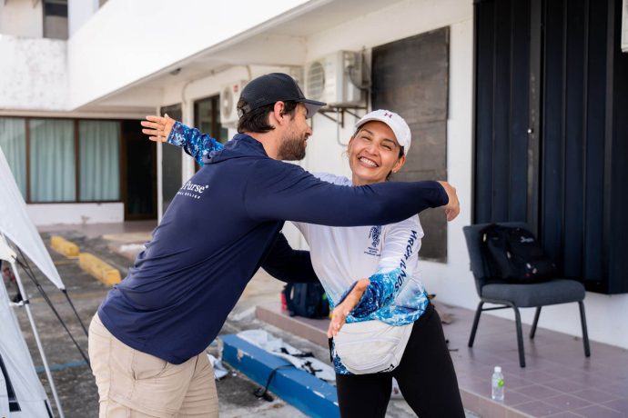 Nurse practitioner hugs Samaritan's Purse staff member