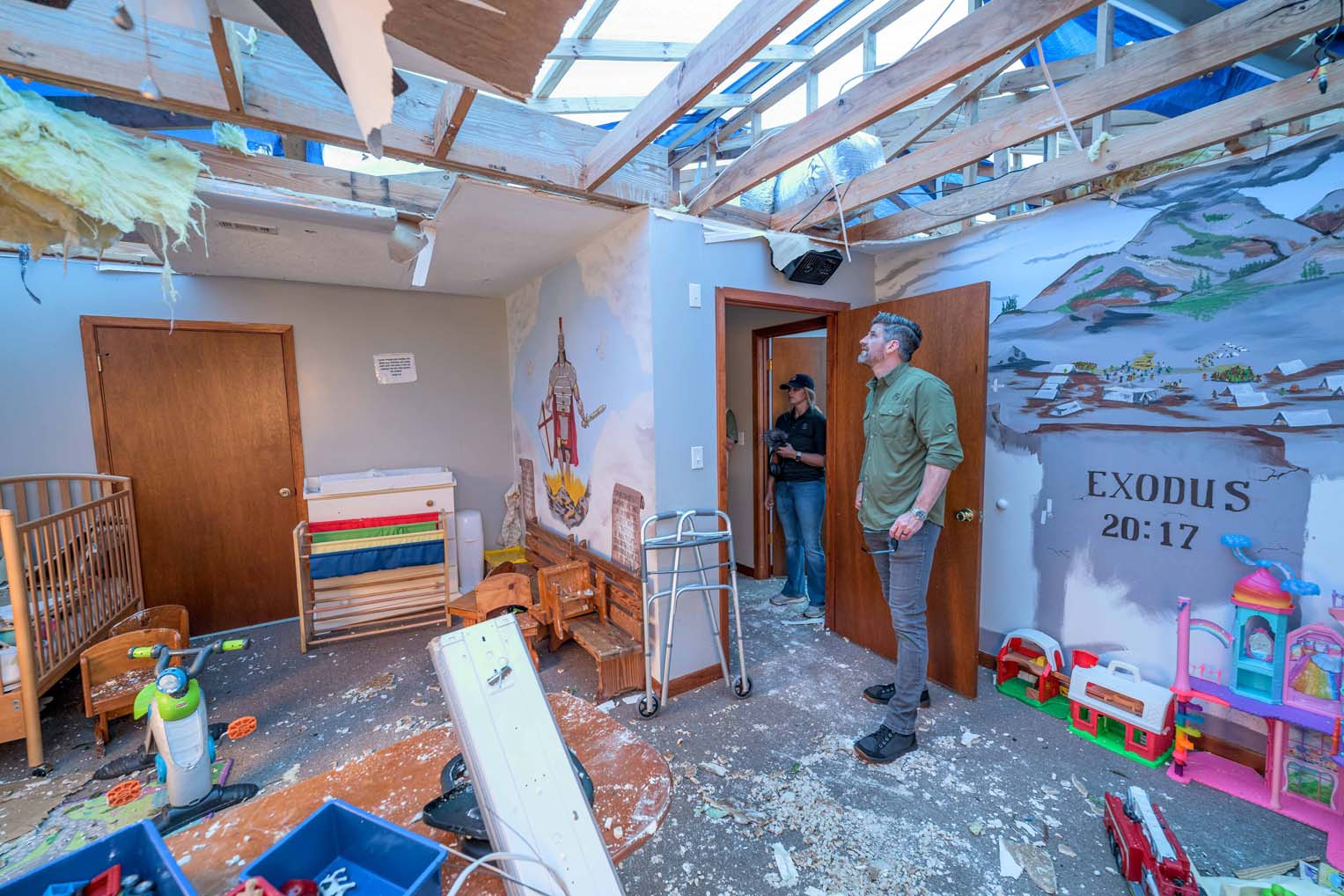 Graham and his wife, Kristy, saw the destruction throughout the church.