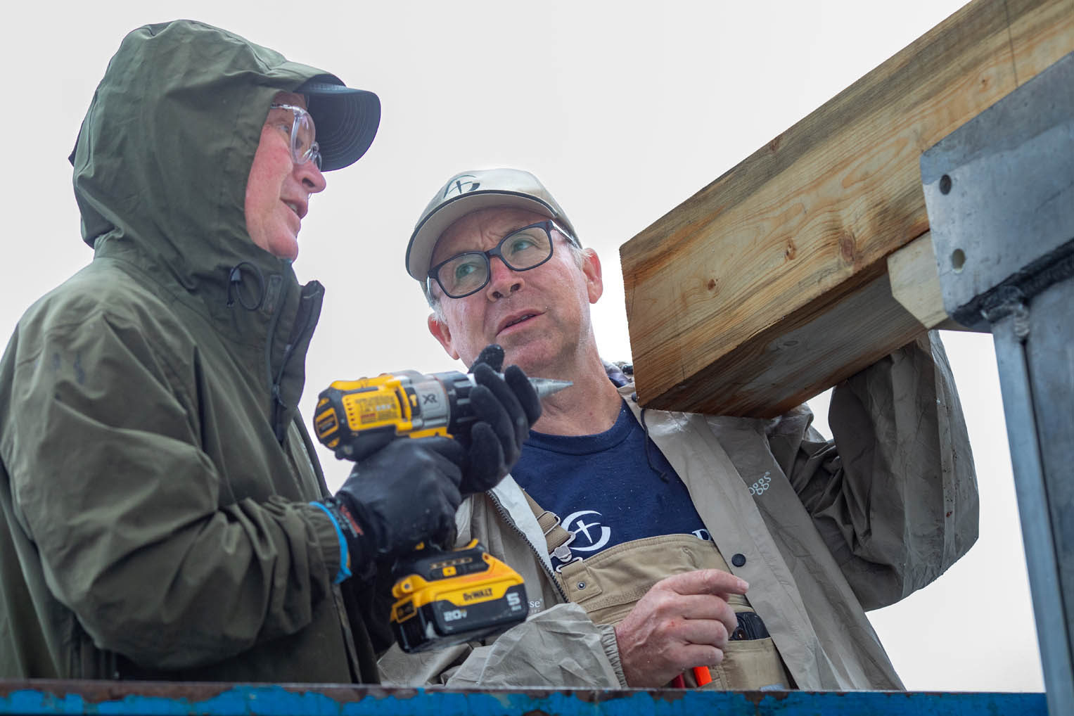 Volunteers worked in rain and shine to complete the new worship space in Cordova by the fall.
