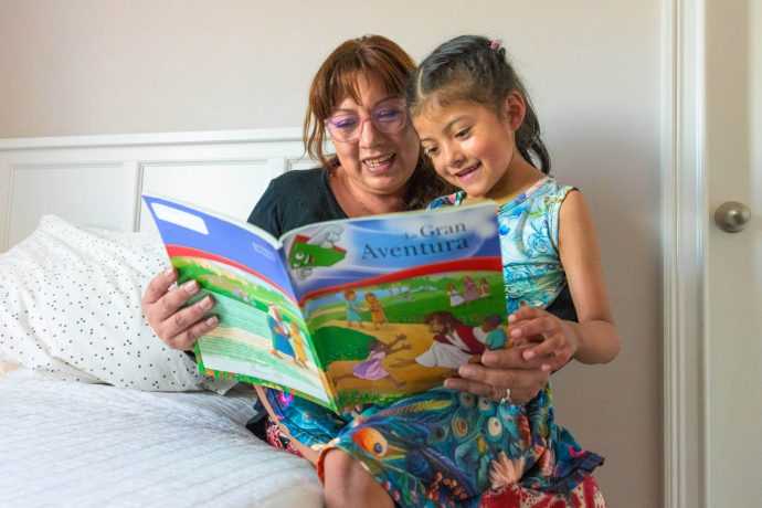 Judi and Dara study Scripture