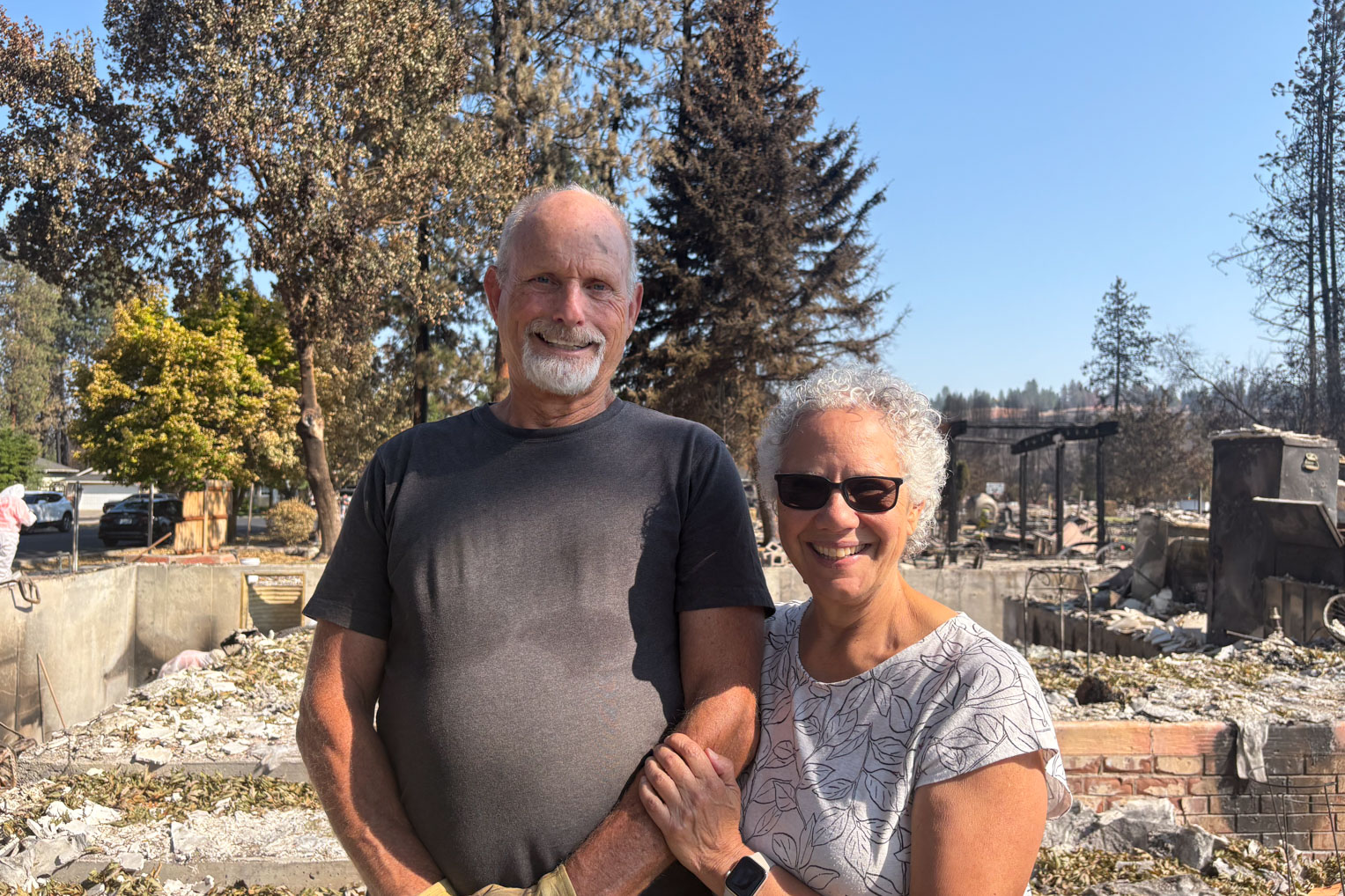 Doug and Georgann Howie came home after the fire and nothing was left except the concrete foundation and a few valuables our volunteers were able to salvage.