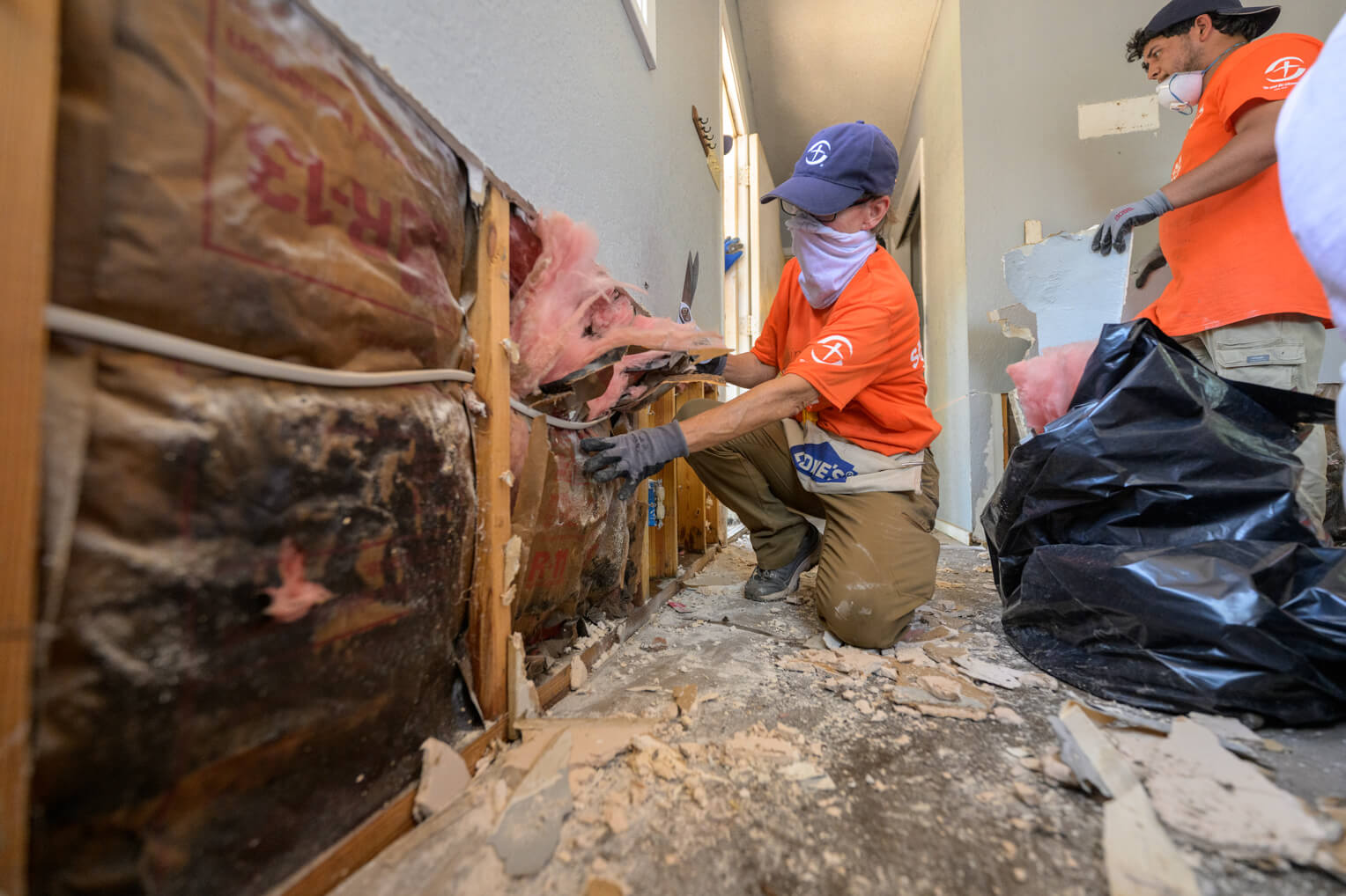 Samaritan's Purse volunteers worked in the community after the storm to help residents clean up.