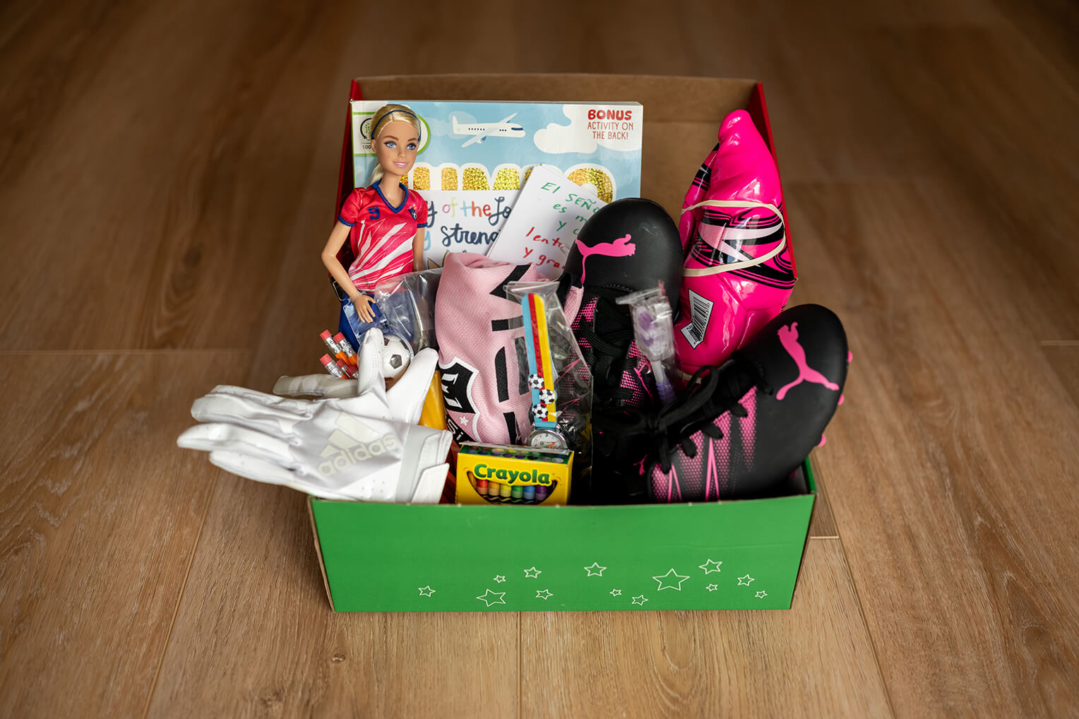 Adryana often packs themed boxes to elevate the level of fun children will have when they receive the gifts.