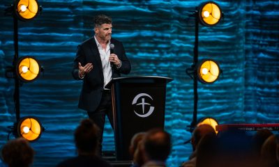 Edward Graham, Chief Operation Officer at Samaritan's Purse, speaks from the stage at the Renaissance Sea World hotel in Orlando.