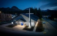 church at night