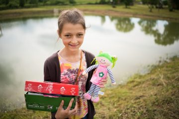 Uliana was grateful to receive all the special gifts in her shoebox. 