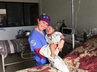 Jennifer Bender and one of her youngest patients.