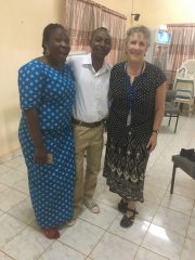 Cindy Uttley, right, with nurse Nadege and translator Harouna.